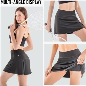 Tennis Golf Pleated Skirt Shorts High Waisted for Women w/ Earphone Hole Pocket